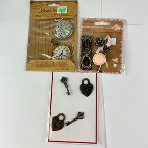Scrapbooking Embellishment Lot - Vintage Keys & Pocketwatch